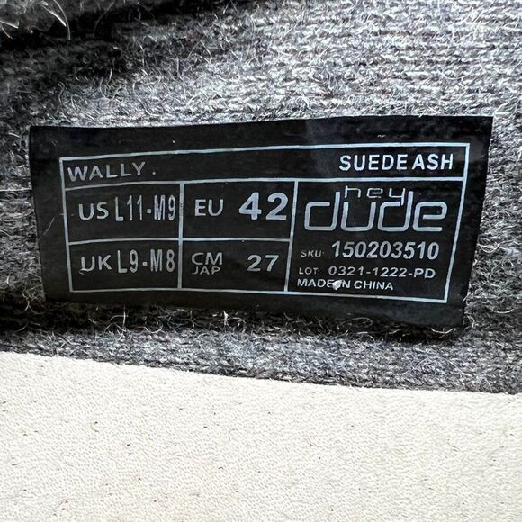 Hey Dude Men's Size 9 Wally Ash Suede‎ Slip On Shoes - Picture 11 of 11